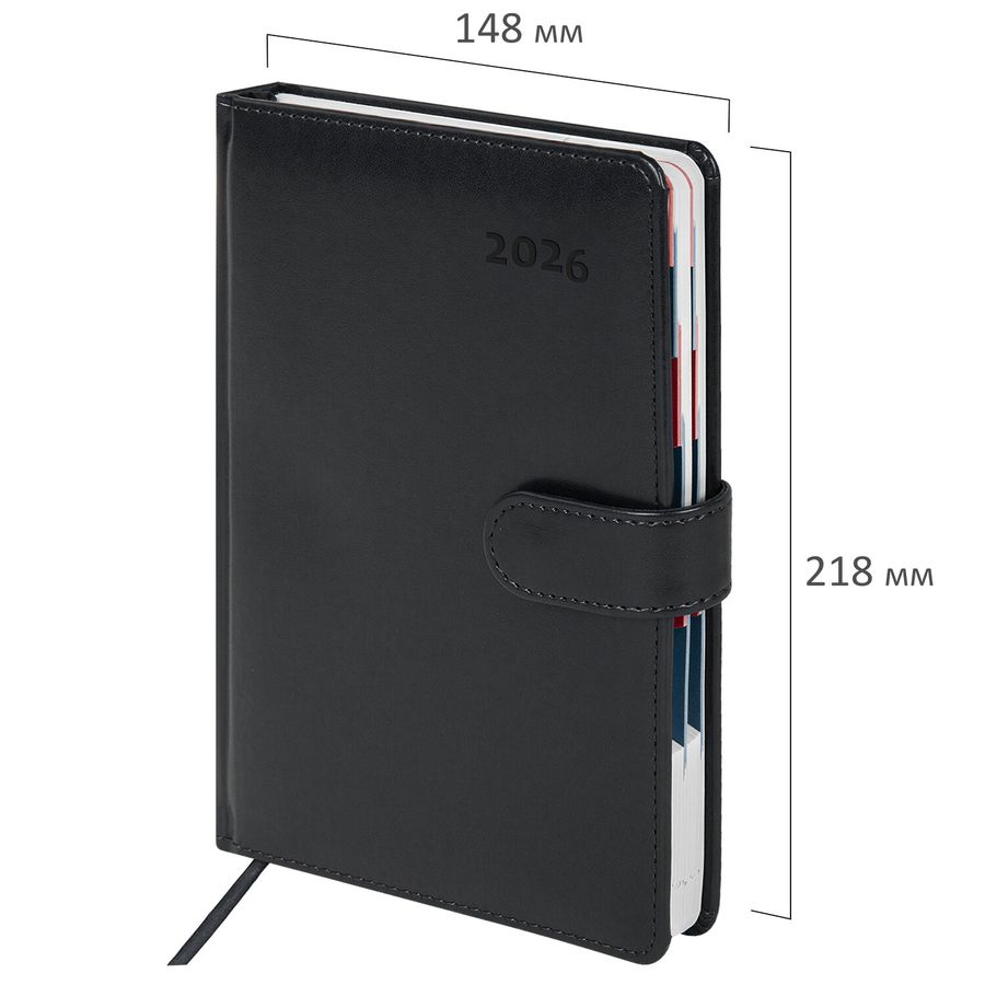 Ежедневник датированный 2026 А5 148х218 мм, GALANT "Ritter", под кожу, черный