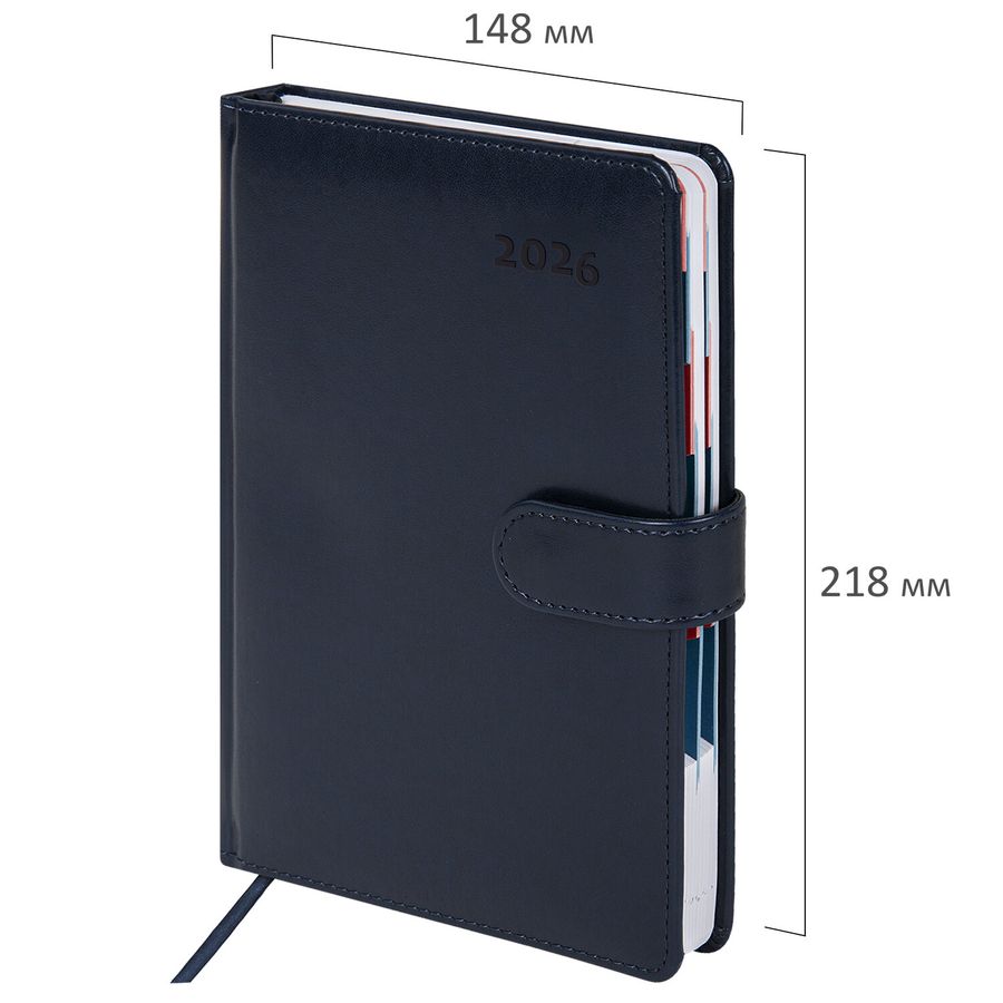 Ежедневник датированный 2026 А5 148х218 мм, GALANT "Ritter", под кожу, темно-синий