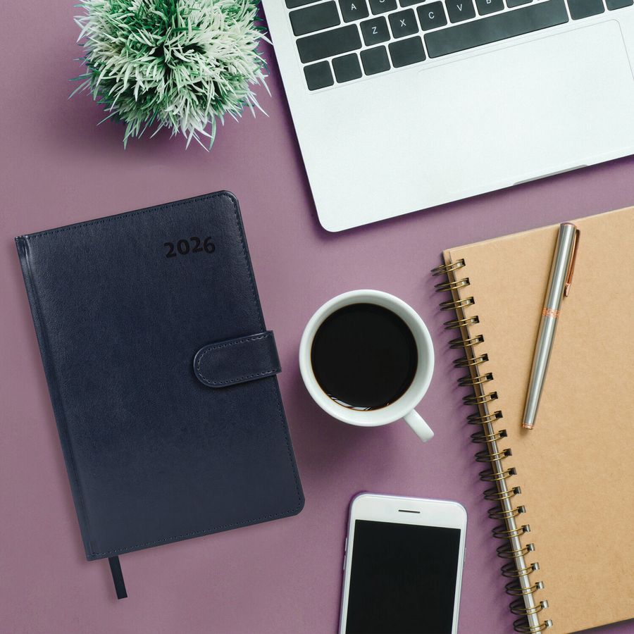 Ежедневник датированный 2026 А5 148х218 мм, GALANT "Ritter", под кожу, темно-синий