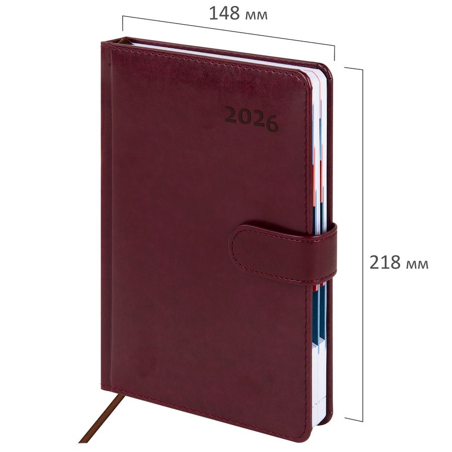 Ежедневник датированный 2026 А5 148х218 мм, GALANT "Ritter", под кожу, бордовый