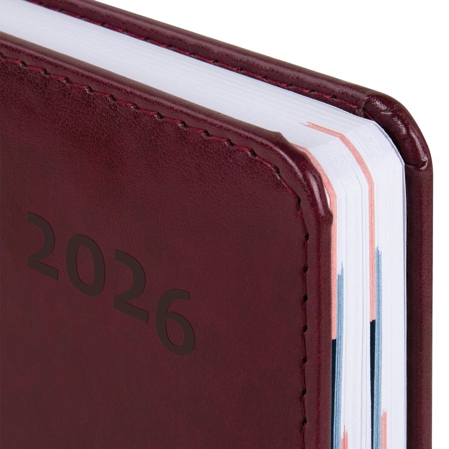 Ежедневник датированный 2026 А5 148х218 мм, GALANT "Ritter", под кожу, бордовый