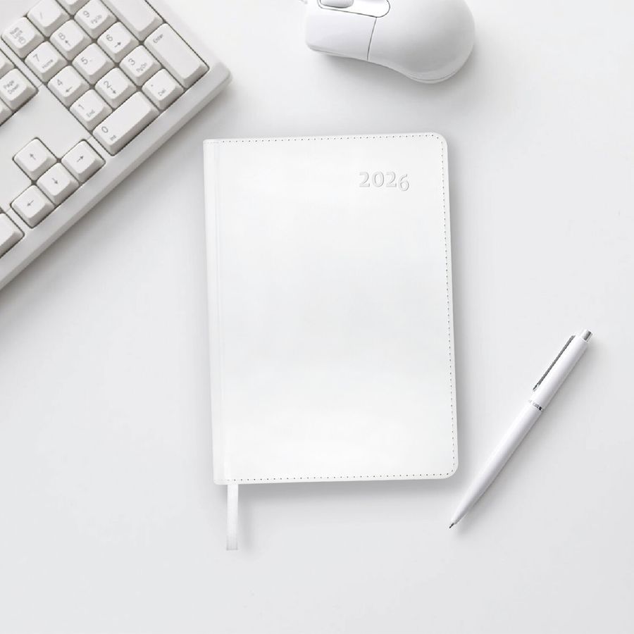 Ежедневник датированный 2026 А5 148х218 мм, GALANT "White", под кожу, белый