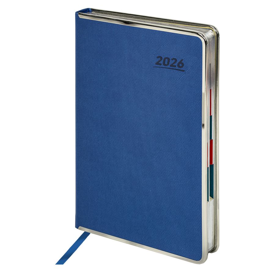 Ежедневник датированный 2026 А5 148х218 мм, GALANT "Infinity Silver", под кожу, синий