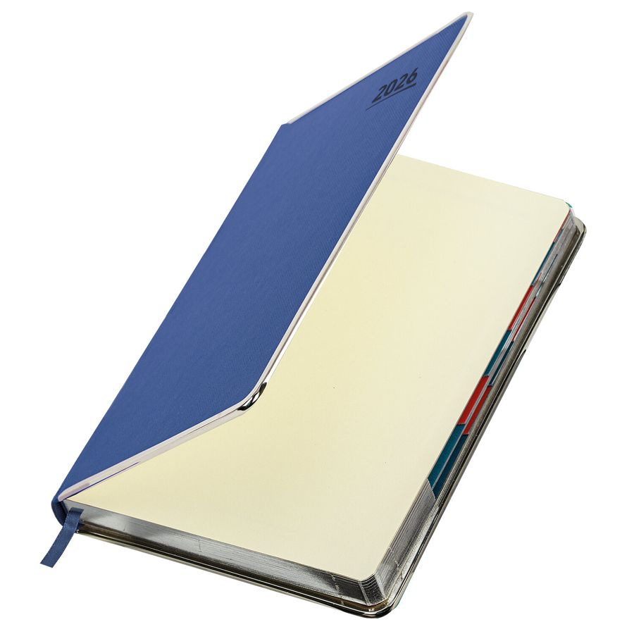 Ежедневник датированный 2026 А5 148х218 мм, GALANT "Infinity Silver", под кожу, синий