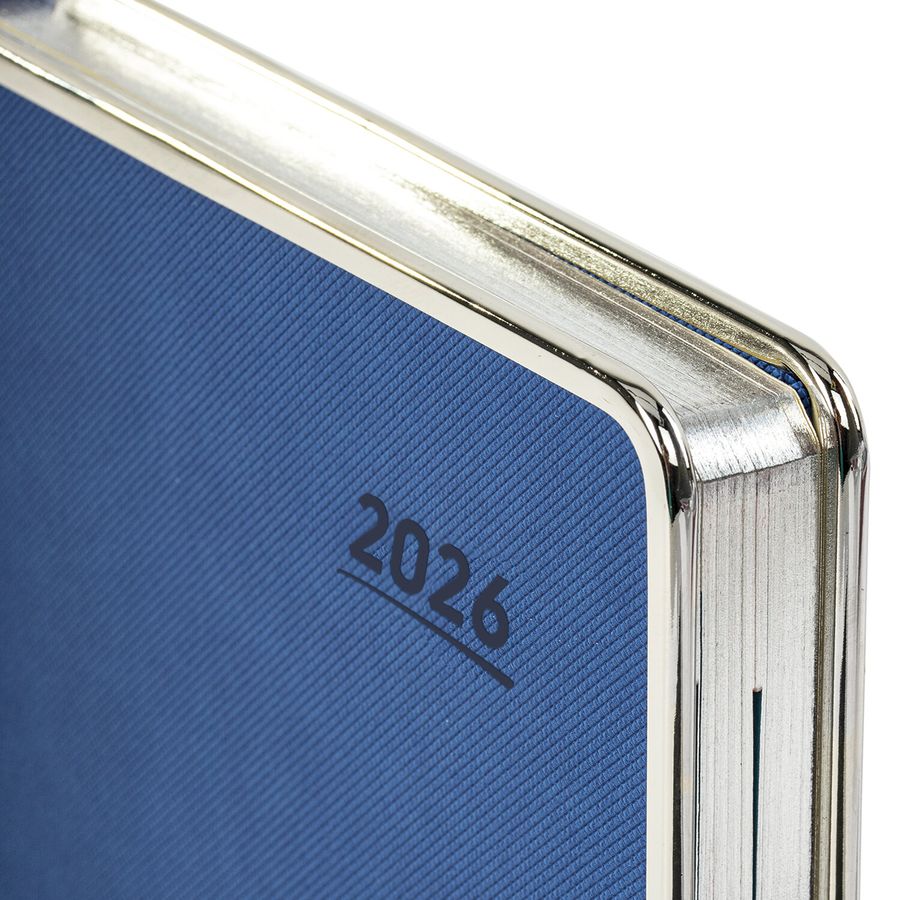 Ежедневник датированный 2026 А5 148х218 мм, GALANT "Infinity Silver", под кожу, синий