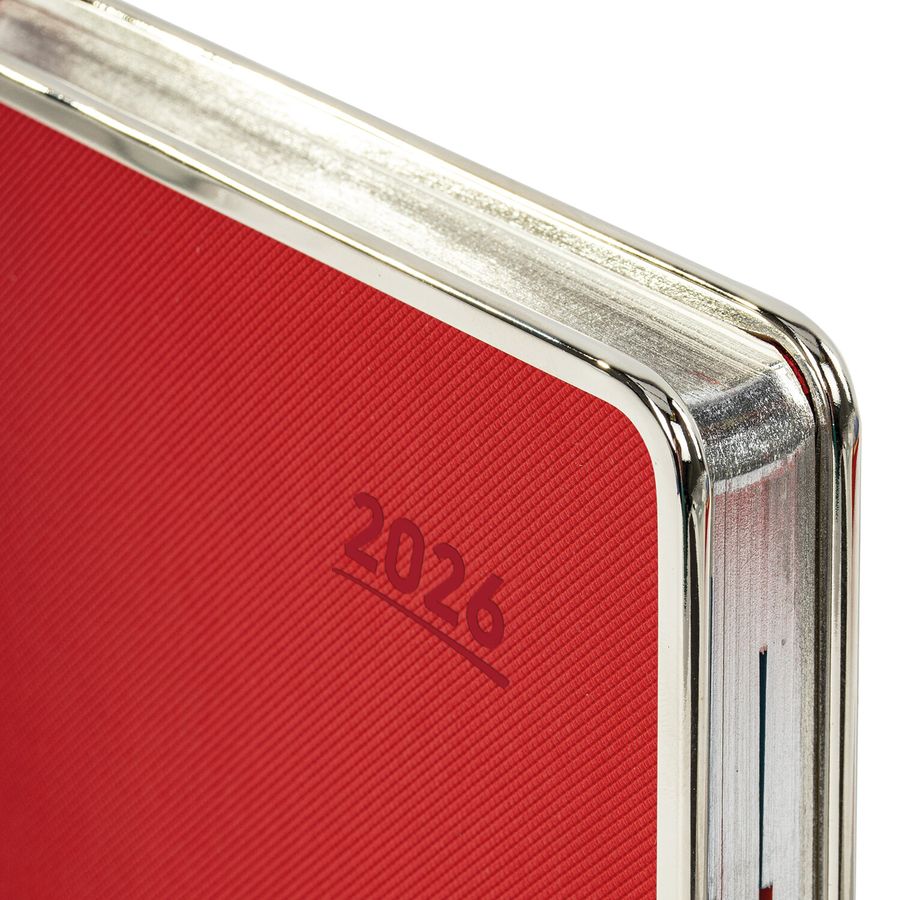 Ежедневник датированный 2026 А5 148х218 мм, GALANT "Infinity Silver", под кожу, красный