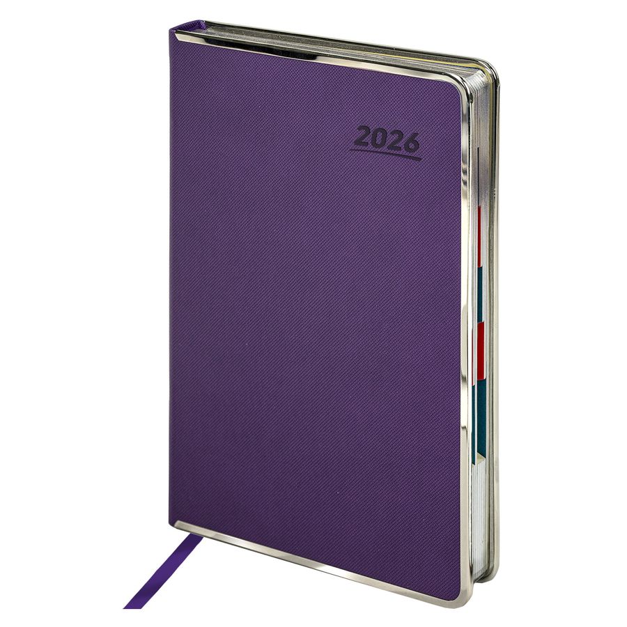 Ежедневник датированный 2026 А5 148х218мм GALANT "Infinity Silver", под кожу, фиолетовый