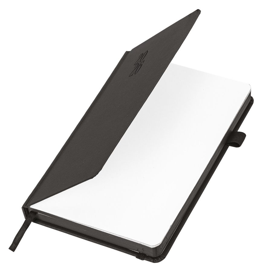 Ежедневник датированный 2026, А5, 138х213 мм, BRAUBERG "Plain", под кожу, резинка, держатель для ручки, черный