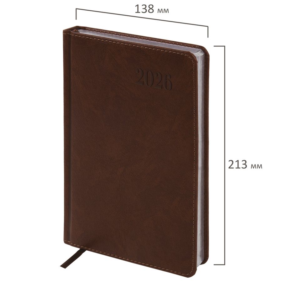 Ежедневник датированный 2026, А5, 138х213 мм, BRAUBERG 