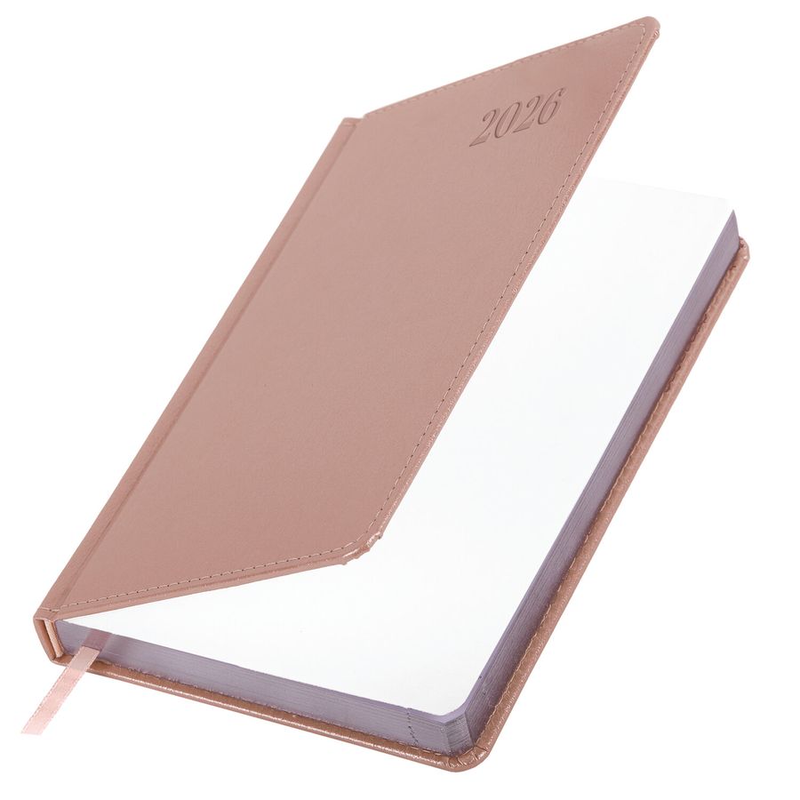 Ежедневник датированный 2026, А5, 138х213 мм, BRAUBERG "Impression", под кожу, розовый