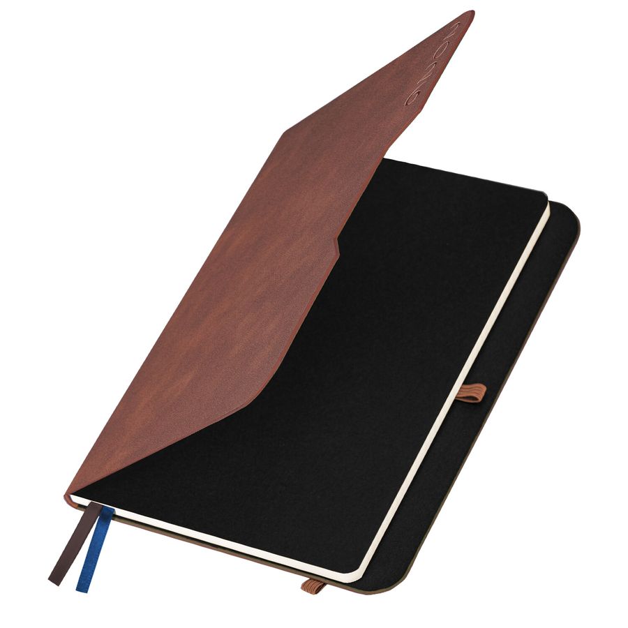 Ежедневник датированный 2026, А5, 151х213 мм, BRAUBERG "Note", под кожу, держатель для ручки, коричневый