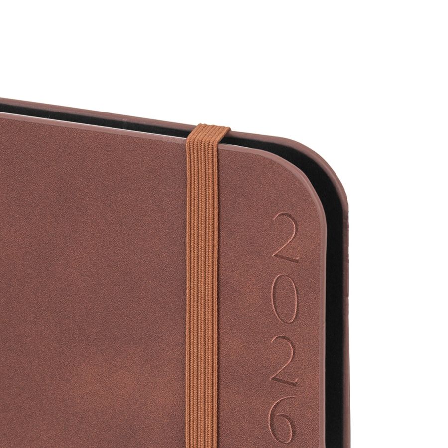 Ежедневник датированный 2026, А5, 151х213 мм, BRAUBERG "Note", под кожу, держатель для ручки, коричневый