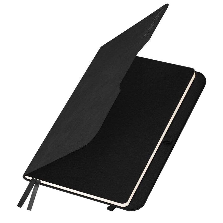 Ежедневник датированный 2026, А5, 151х213 мм, BRAUBERG "Note", под кожу, держатель для ручки, черный