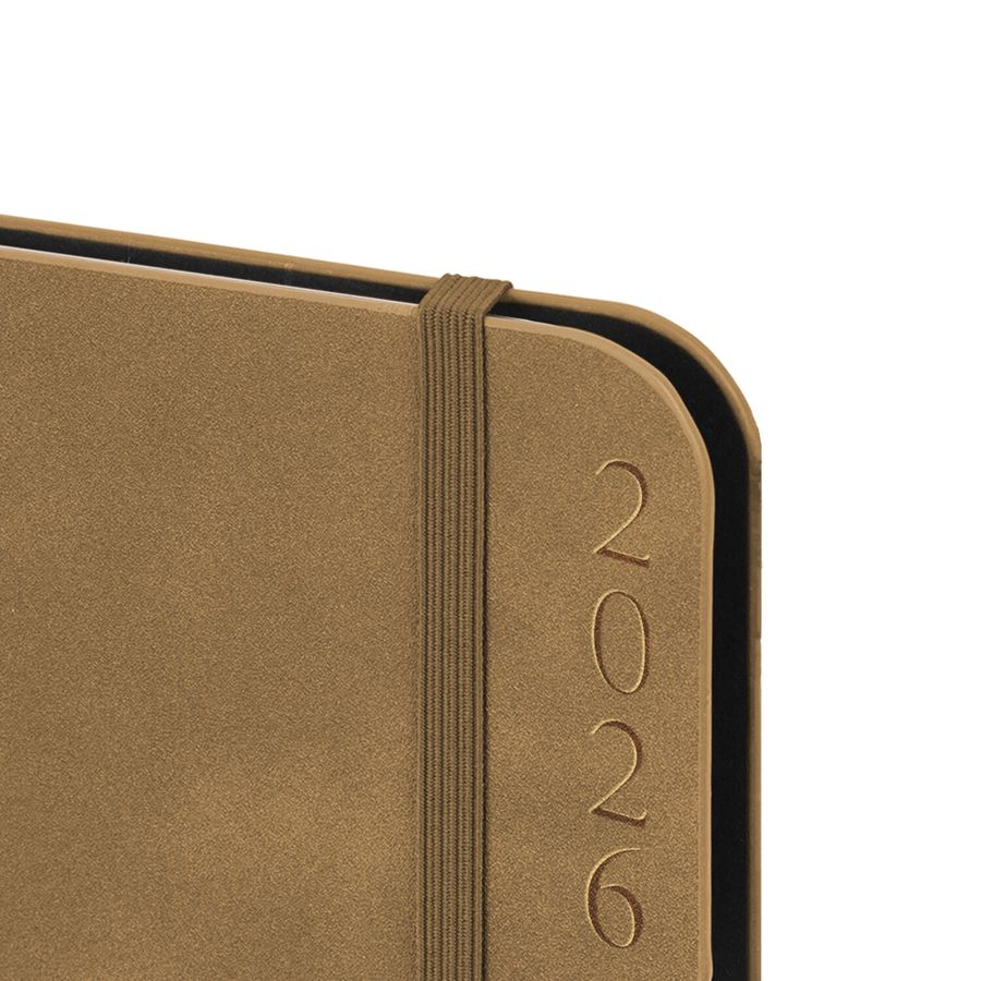 Ежедневник датированный 2026, А5, 151х213 мм, BRAUBERG "Note", под кожу, держатель для ручки, бежевый