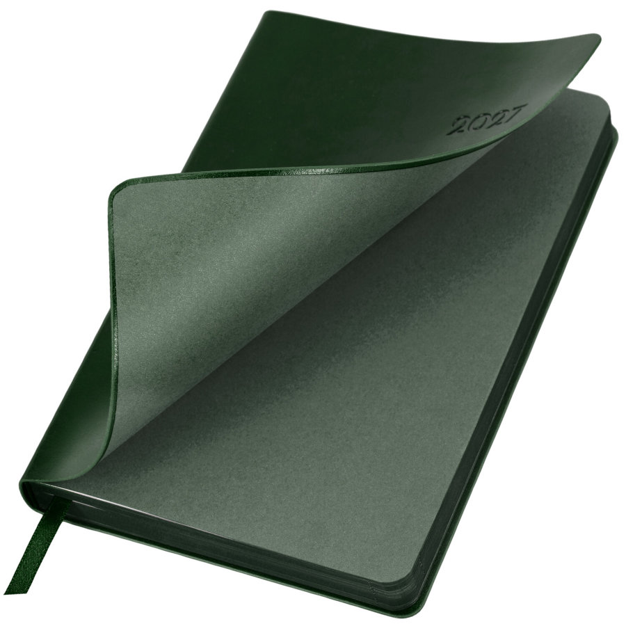 Ежедневник датированный 2027, А5, 138х213 мм, BRAUBERG "Flexi", под кожу, гибкий, глубокий зеленый