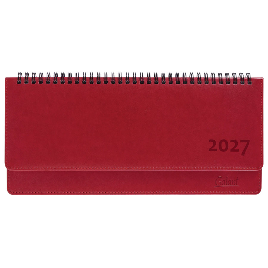 Планинг датированный 2027, 305х140 мм, GALANT "Ritter", под кожу, красный