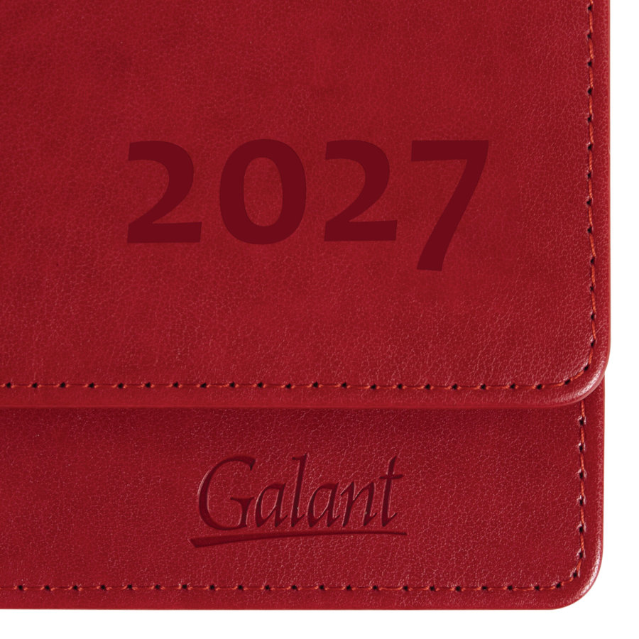 Планинг датированный 2027, 305х140 мм, GALANT "Ritter", под кожу, красный