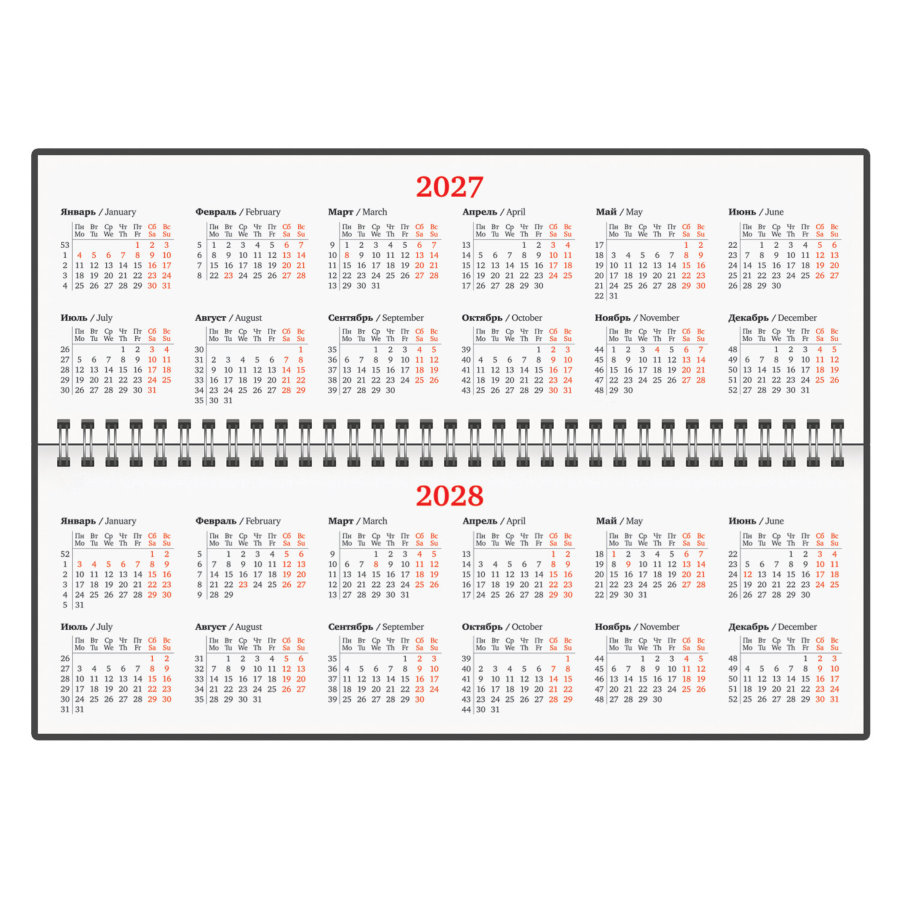 Планинг датированный 2027, 305х140 мм, BRAUBERG "Select", под кожу, черный