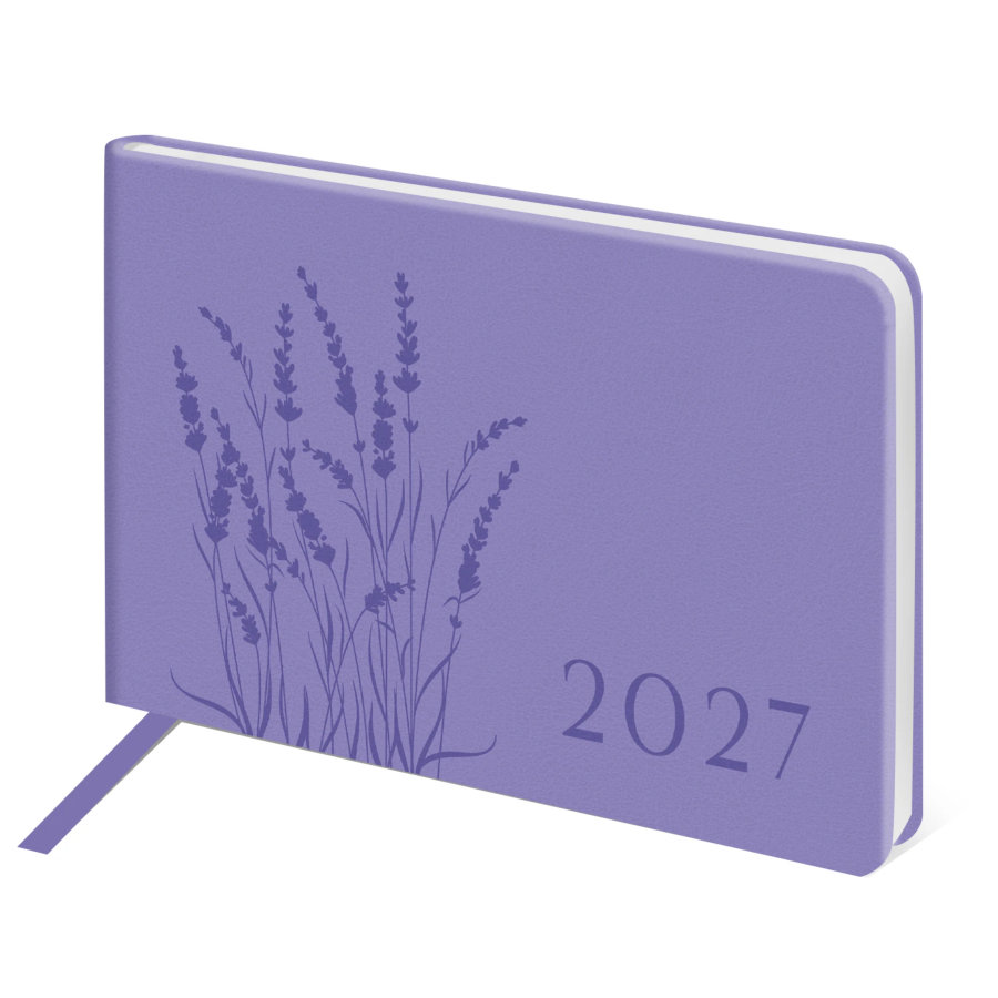 Еженедельник датированный 2027, МАЛЫЙ ФОРМАТ, 105х160 мм, А6, BRAUBERG "Imprint", тиснение, сиреневый