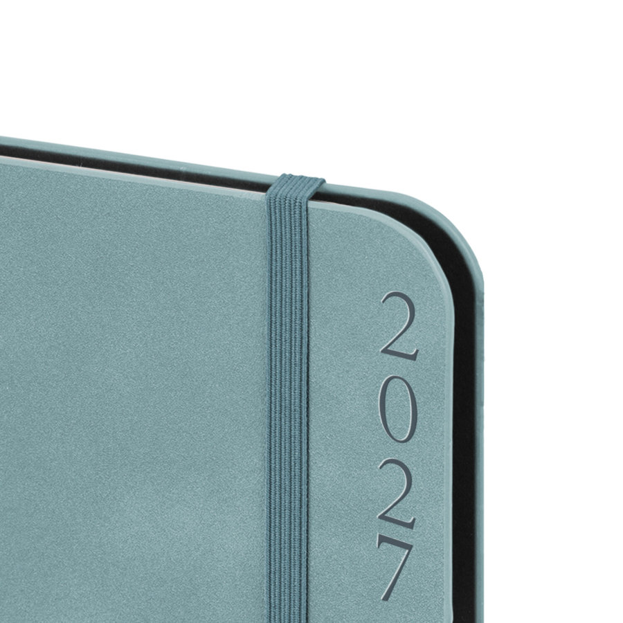 Ежедневник датированный 2027, А5, 151х213 мм, BRAUBERG "Note", под кожу, держатель для ручки, серо-голубой