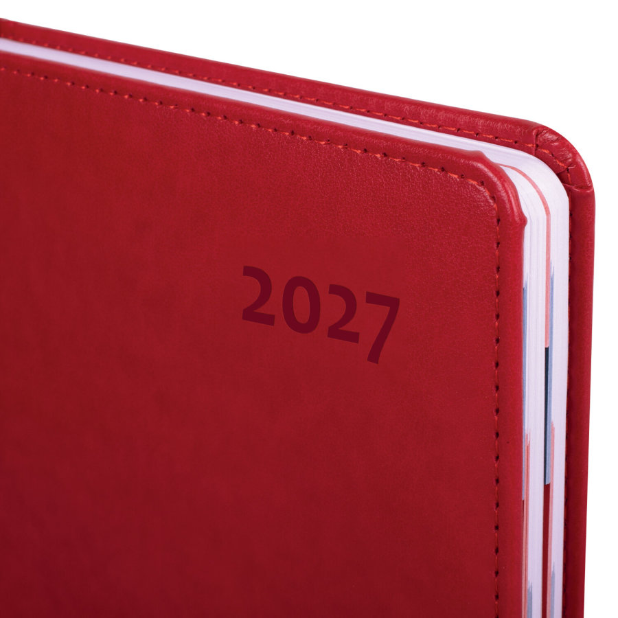 Ежедневник датированный 2027, А5, 148х218 мм, GALANT "Ritter", под кожу, красный