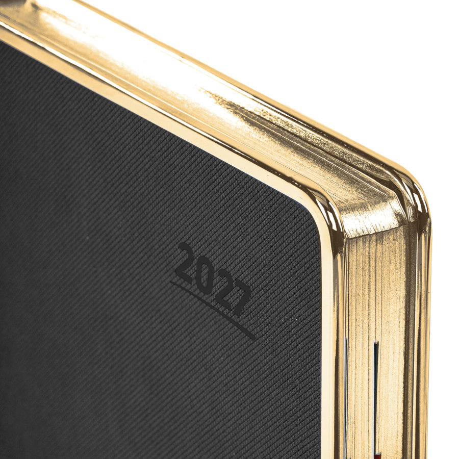 Ежедневник датированный 2027, А5, 148х218 мм, GALANT "Infinity Gold", под кожу, черный