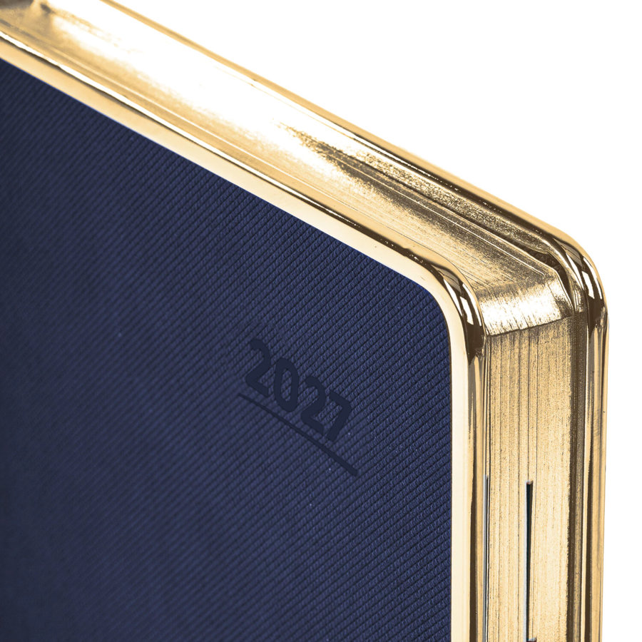 Ежедневник датированный 2027, А5, 148х218 мм, GALANT "Infinity Gold", под кожу, темно-синий