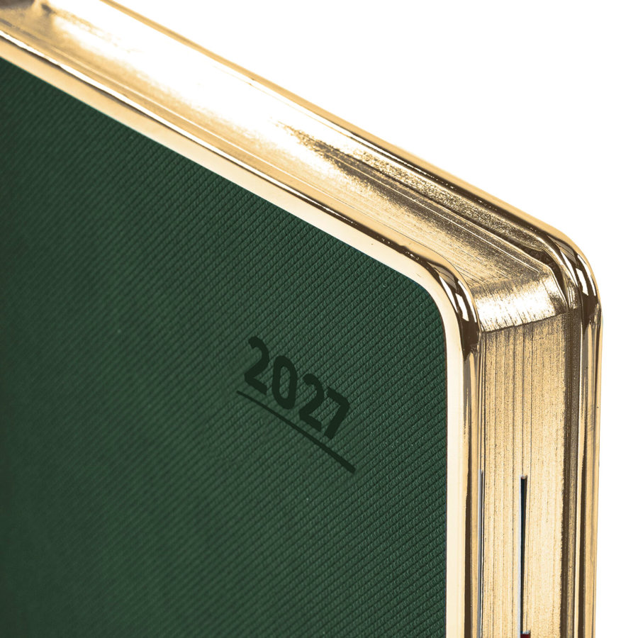 Ежедневник датированный 2027, А5, 148х218 мм, GALANT "Infinity Gold", под кожу, темно-зеленый