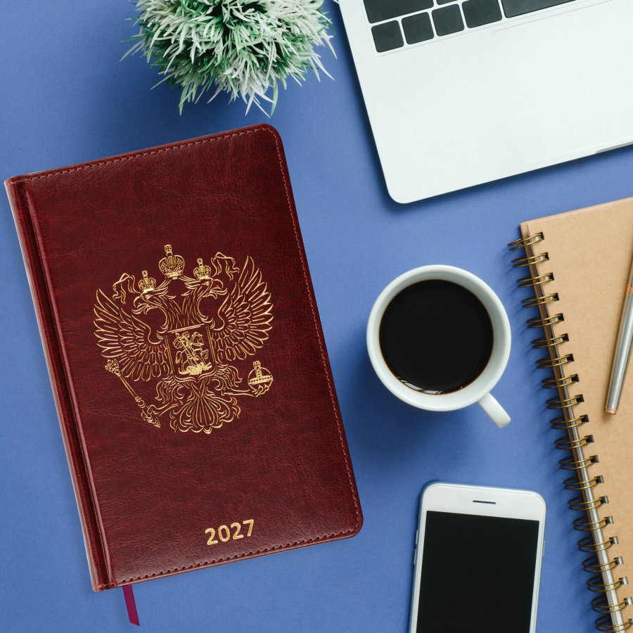 Ежедневник датированный 2027, А5, 138х213 мм, BRAUBERG "State", под кожу, коричневый
