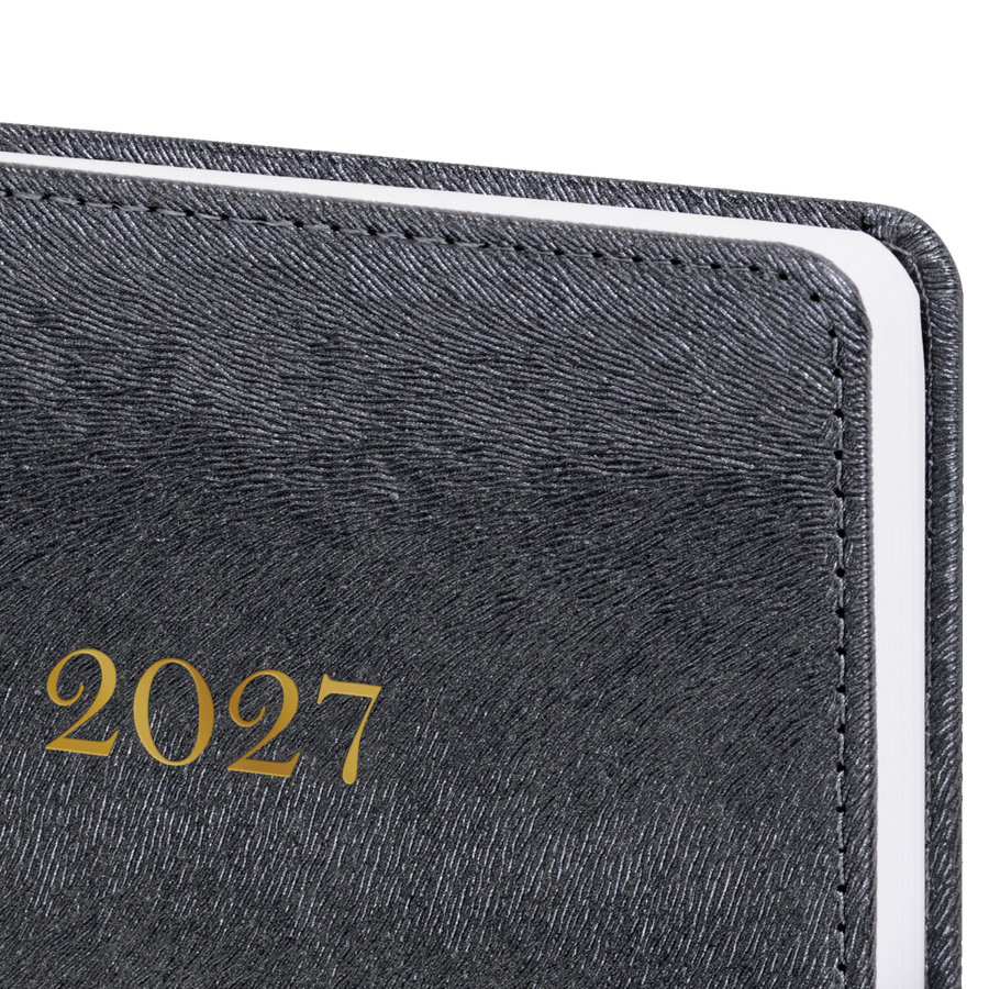 Ежедневник датированный 2027, А5, 138х213 мм, BRAUBERG "Elegant", под кожу, застежка, черный