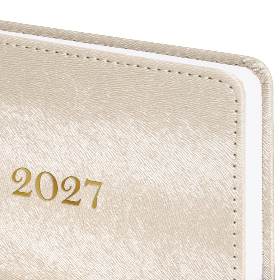 Ежедневник датированный 2027, А5, 138х213 мм, BRAUBERG "Elegant", под кожу, застежка, бежевый