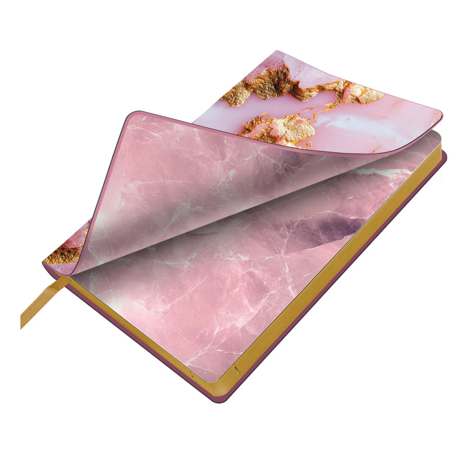 Ежедневник датированный 2027, А5, 138x213 мм, BRAUBERG "Vista", под кожу, гибкий, "Pink marble"