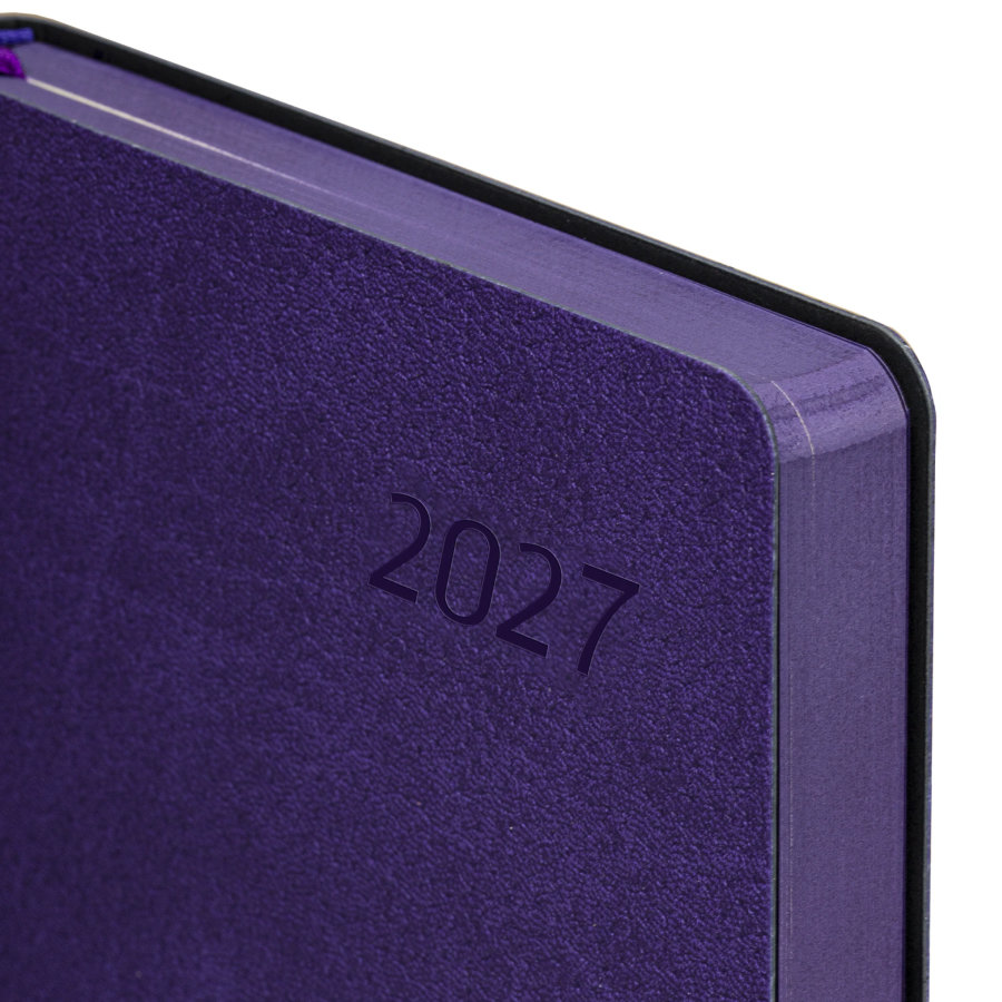 Ежедневник датированный 2027, А5, 138x213 мм, BRAUBERG "Stylish", под кожу, гибкий, фиолетовый
