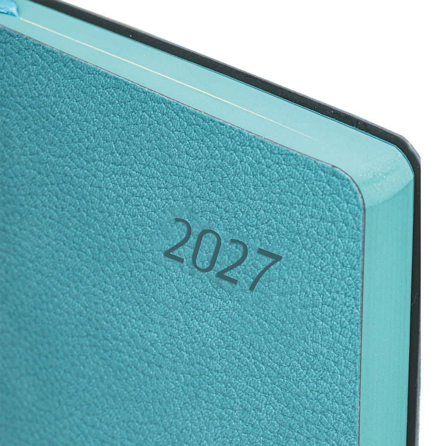 Ежедневник датированный 2027, А5, 138x213 мм, BRAUBERG "Stylish", под кожу, гибкий, бирюзовый