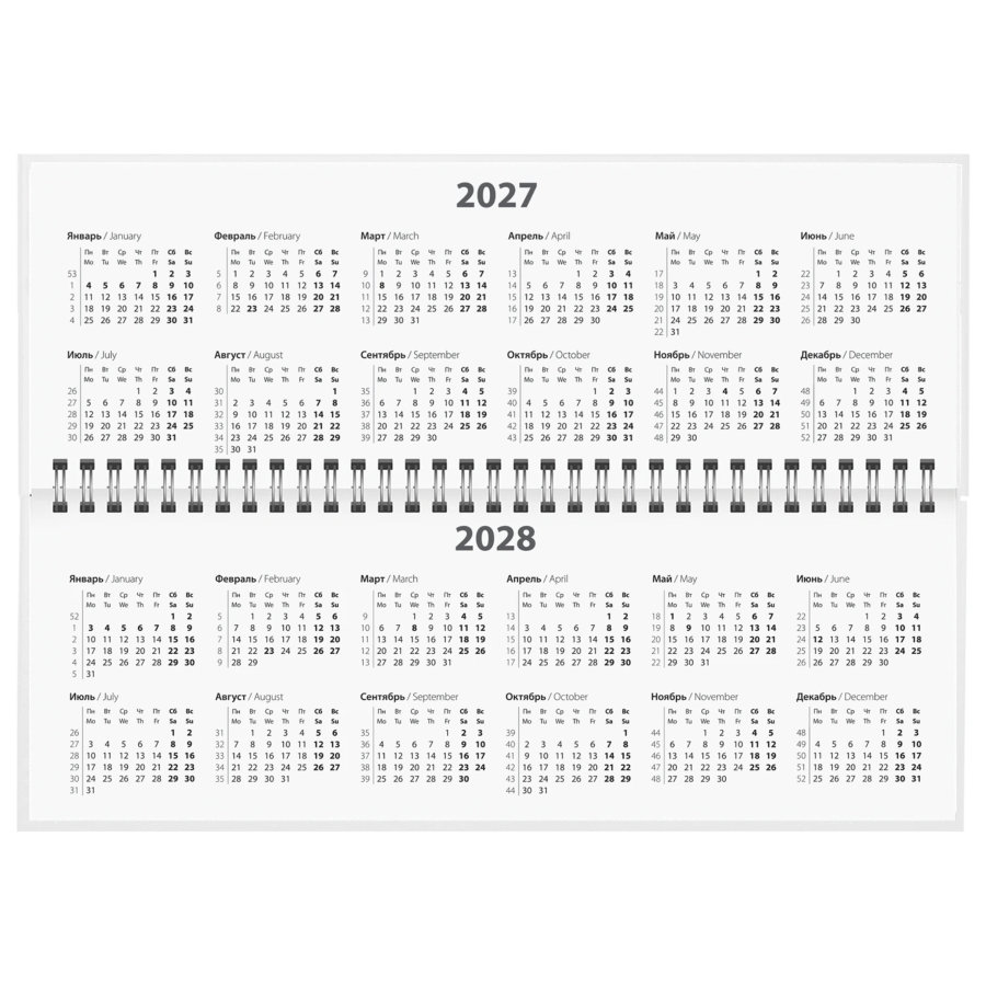 Планинг датированный 2027 285х112 мм, STAFF, гребень, картонная обложка, 64 листа, "Символика РФ"