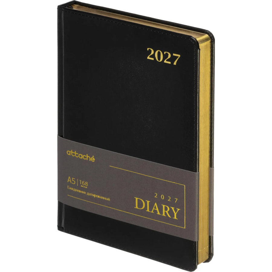 Ежедневник датированный 2027 Attache А5 168л 143x210 черн (золотист срез)