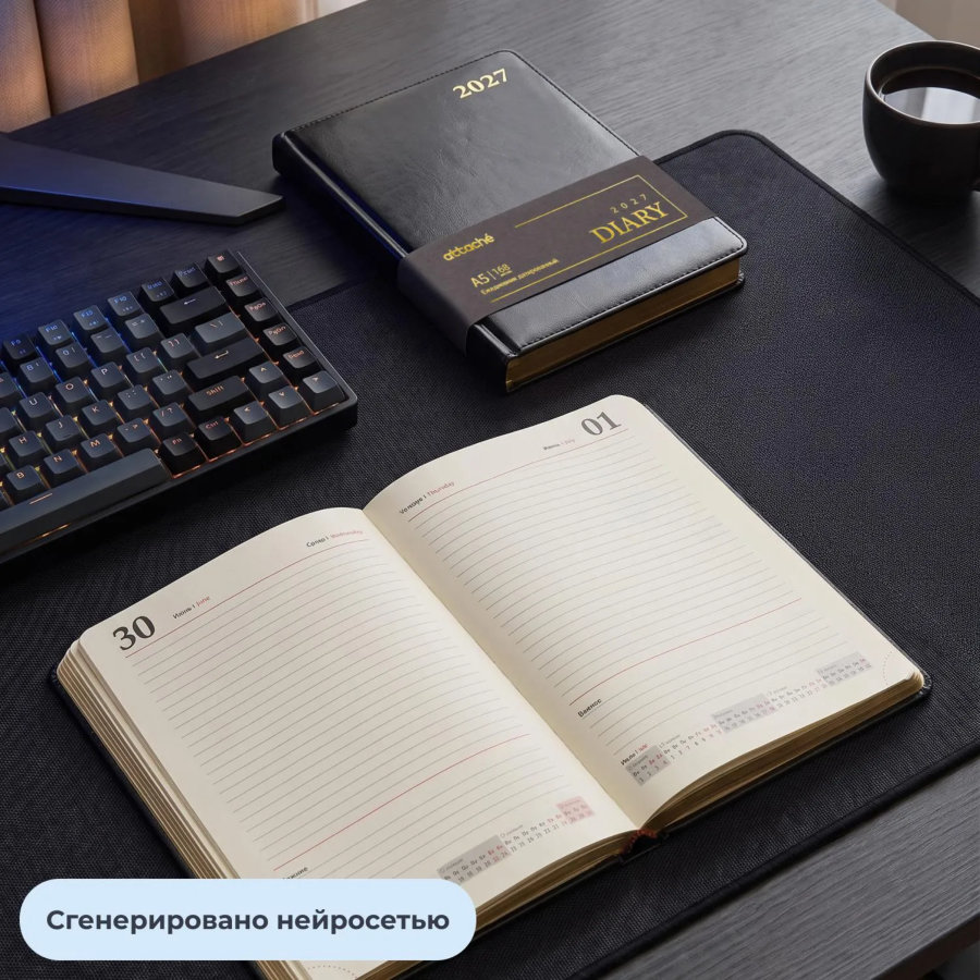 Ежедневник датированный 2027 Attache А5 168л 143x210 черн (золотист срез)