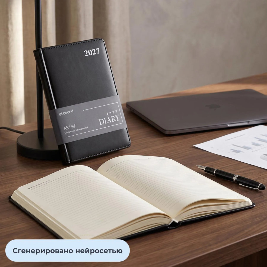 Ежедневник датированный 2027 Attache АГЕНДА А5 168л 138x213мм под кожу черн