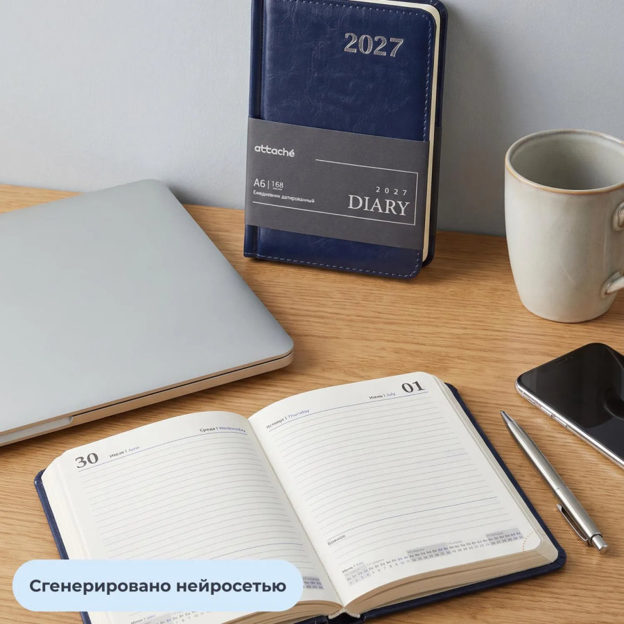 Ежедневник датированный 2027 Attache АГЕНДА А6 168л 100x150мм темно-синий