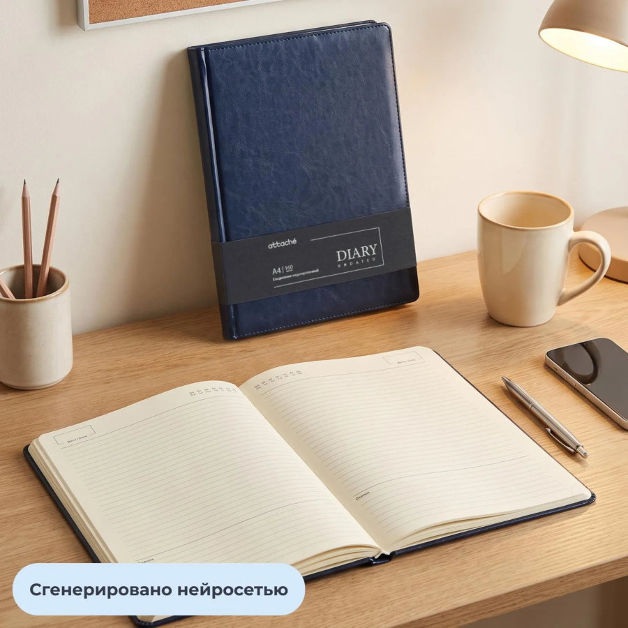 Ежедневник недатированный Attache АГЕНДА А4 160л 210x297мм темно-синий