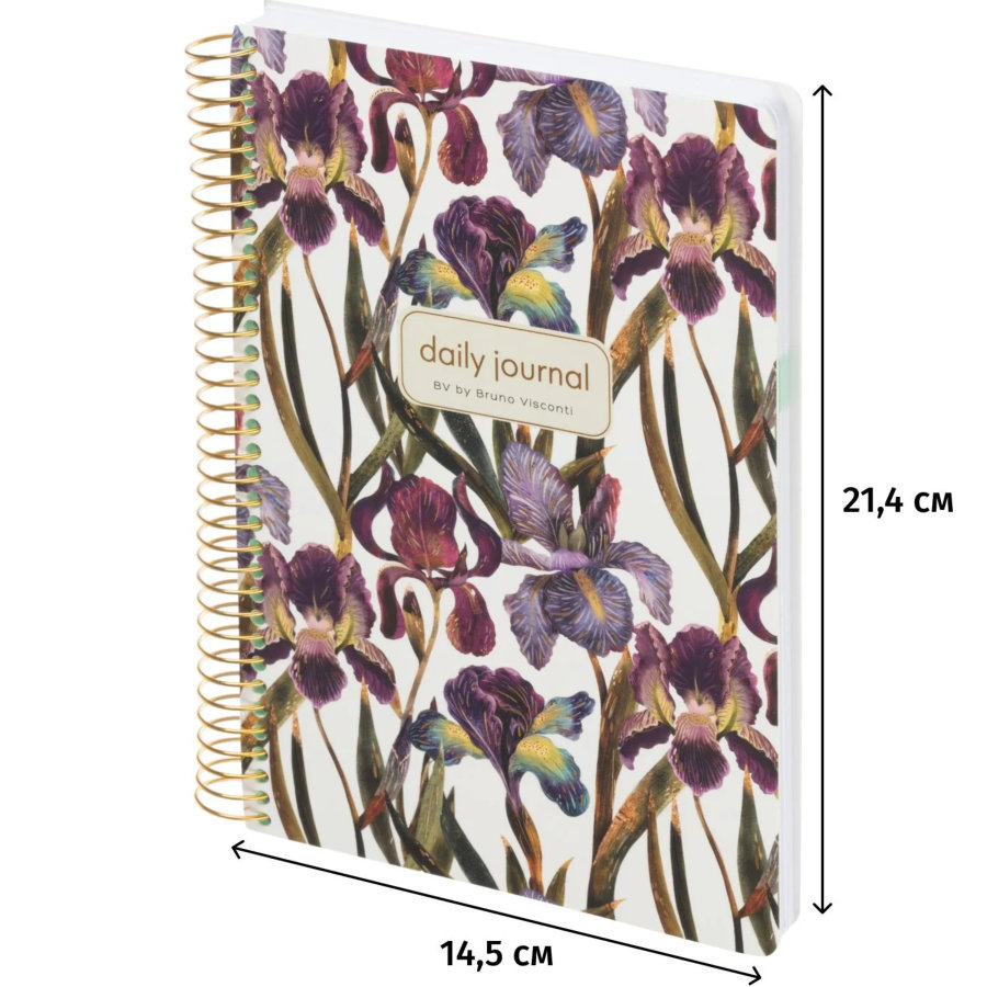 Ежедневник недатированный CUTE DIARY А5,BV,136,ИРИСЫ, зол.греб, 3-701/15