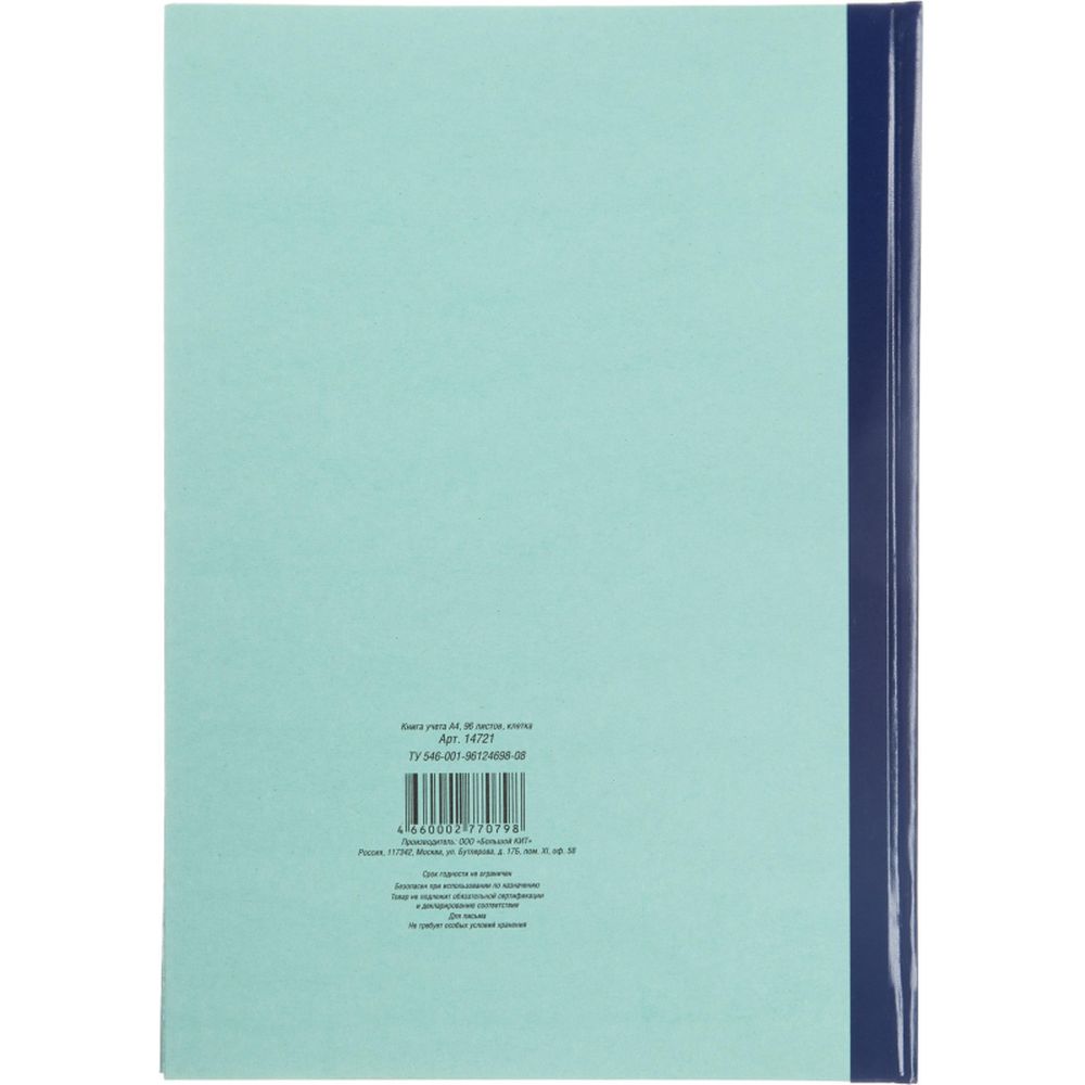 Книга амбарная 96л, А4, клетка, сшивка, обложка плотный картон