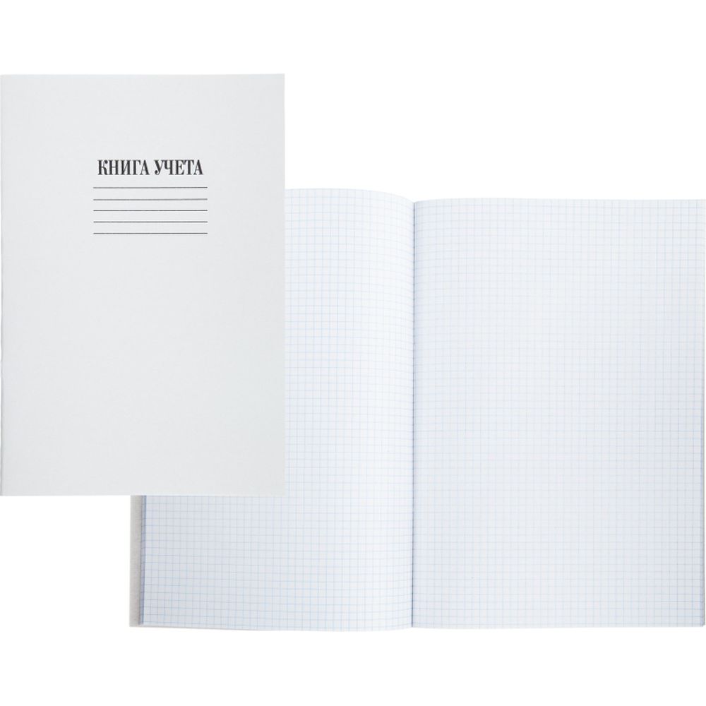 Книга учета 48л, А4, клетка, скрепка, обложка картон