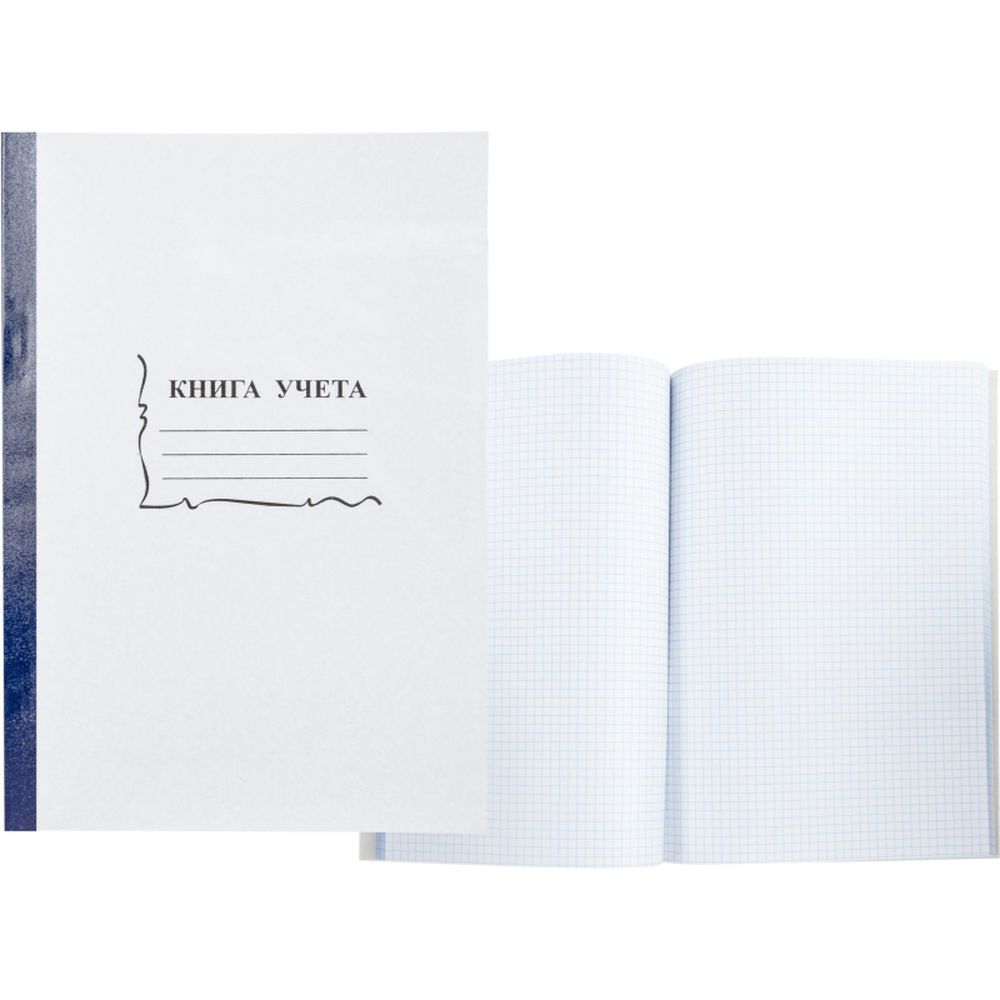 Книга учета 96л, А4, клетка, скрепка, обложка плотный картон АЛЬТ