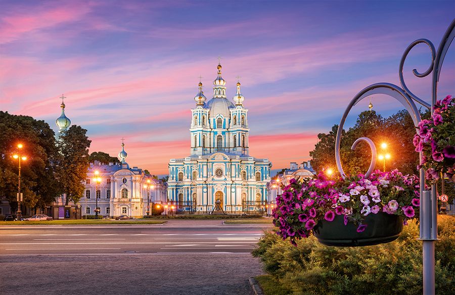 Календарь трехсекционный на 2026 год,  "Питер. Закат над Смольным Собором" 