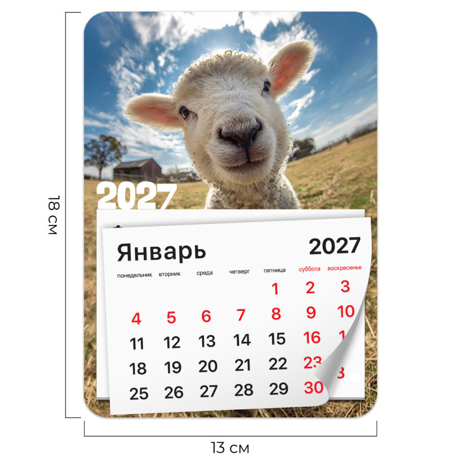 Календарь отрывной на магните на 2027 г., BRAUBERG, 130x180 мм, склейка, "Символ года"