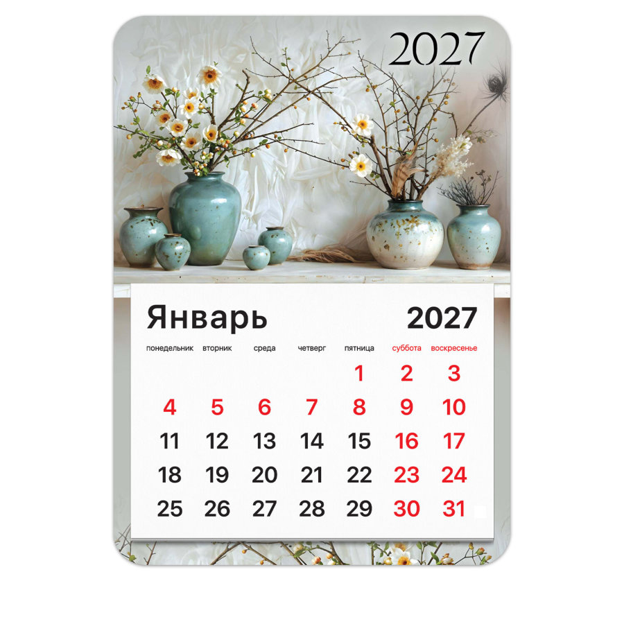 Календарь отрывной на магните на 2027 г., BRAUBERG, 130x180 мм, склейка, "Бохо"