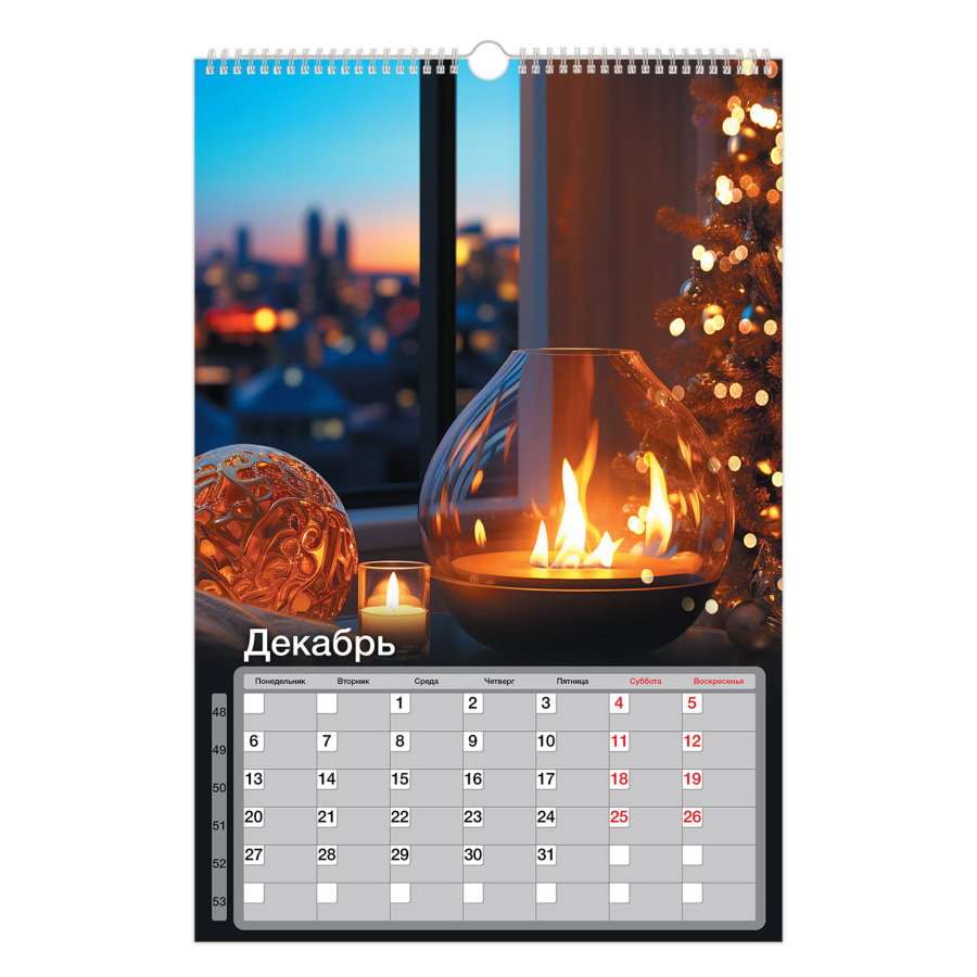 Календарь на гребне с ригелем 2027 г., 30х45 см, BRAUBERG, "Уют"