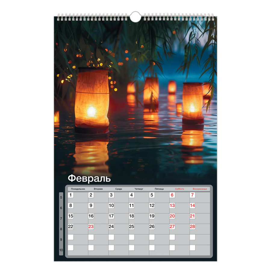 Календарь на гребне с ригелем 2027 г., 30х45 см, BRAUBERG, "Уют"
