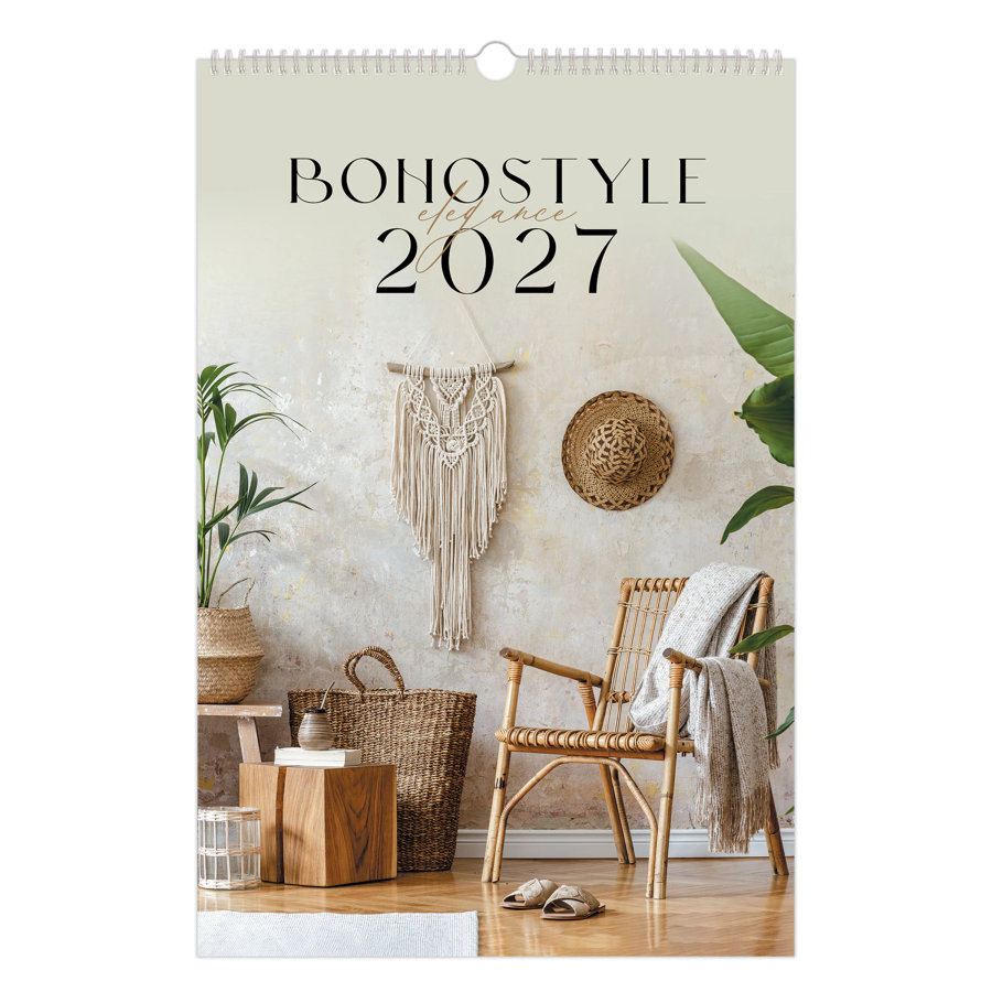 Календарь на гребне с ригелем 2027 г., 30х45 см, BRAUBERG, "Бохо"